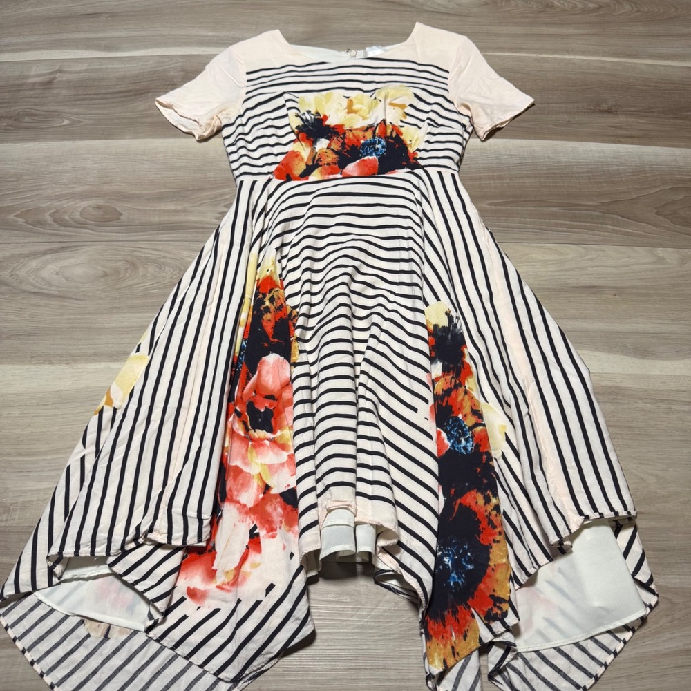 Corey Lynn Calter Dress Womens 0 Multicolor Floral Striped Anthropologie Flowers